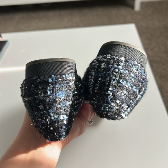 J. Crew Glittering Silver Bow Black Loafers - Picture 5 of 7